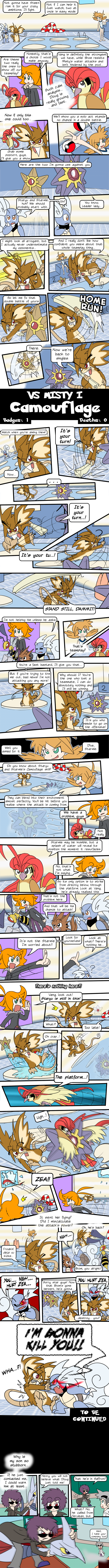 Lots of dodging and then evil-Brom attacking the dodging mon's opponent? This is the Brock battle in reverse!