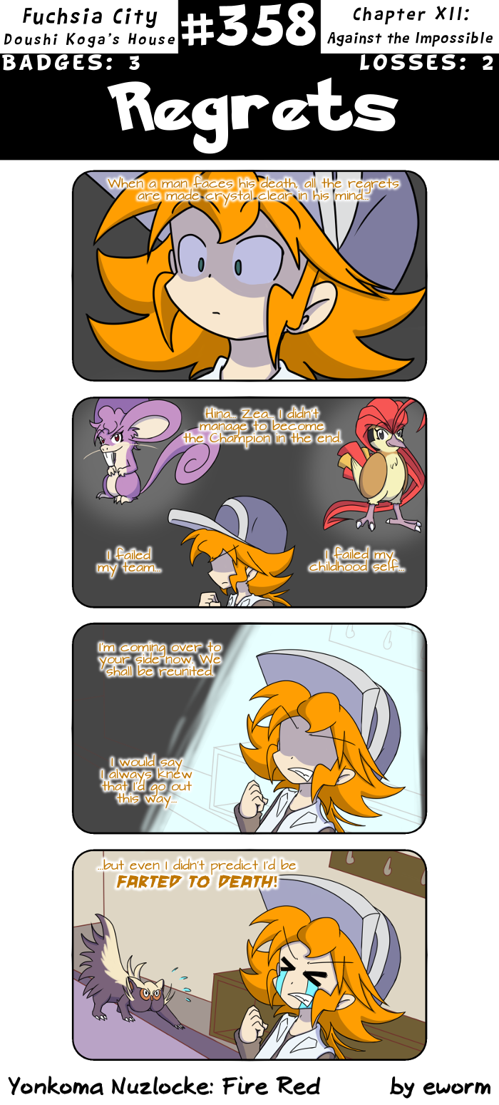 Wow, it's been so long since I drew Zea… Hinagiku too. Between these two, Sakura, Calluna and Doug's two mothers, Yonkoma Nuzlocke is pretty cruel to the female sex, huh. On the opposite spectrum we have Zeus the Joltik and Ivan the decapitated.