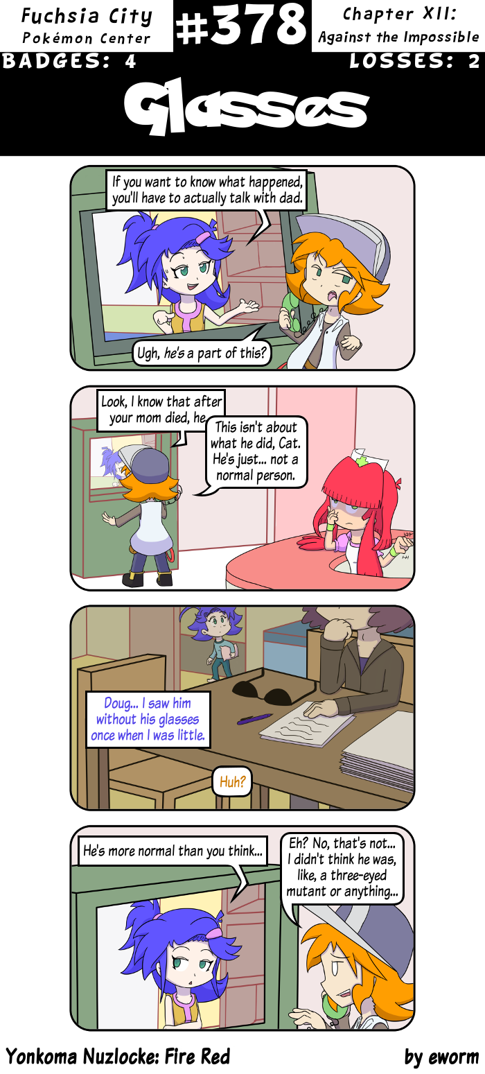 The Fuchsia City's nurse does not like people, so she's easily the most relatable character thus far. Added to the cast page.